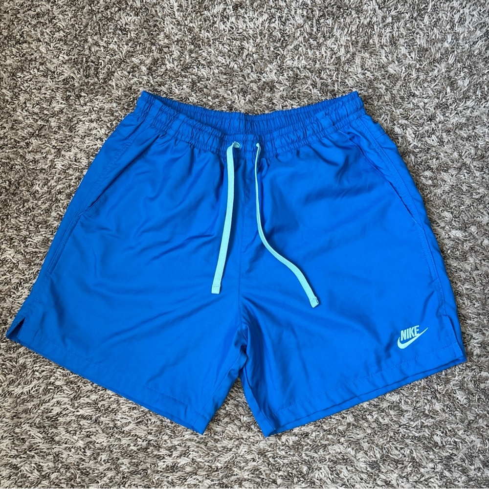 Nike Men's Athletic Shorts in Royal Blue with Light Blue Drawstring